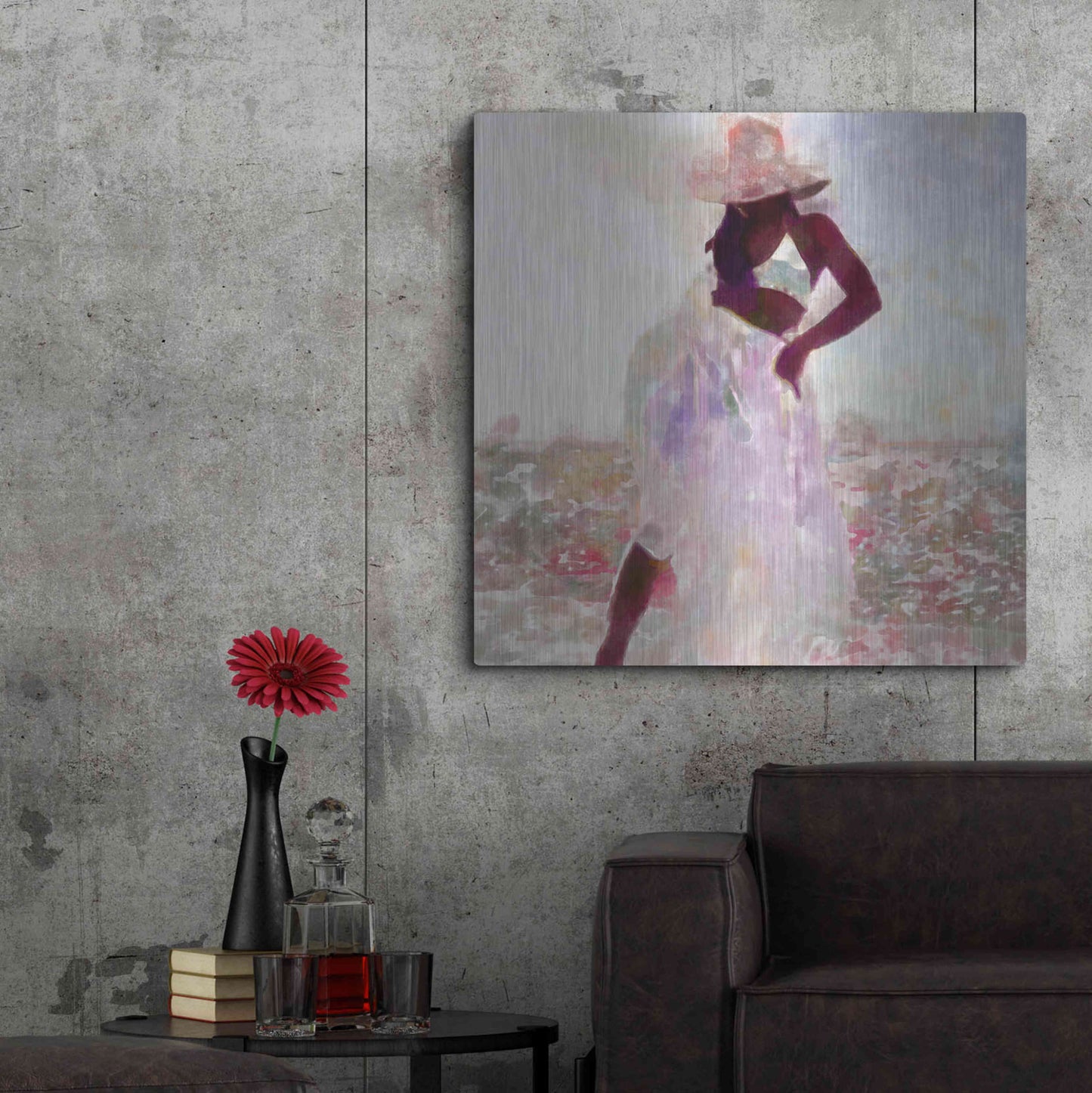 Luxe Metal Art 'Her Colorful Dance I' by Alonzo Saunders, Metal Wall Art,36x36