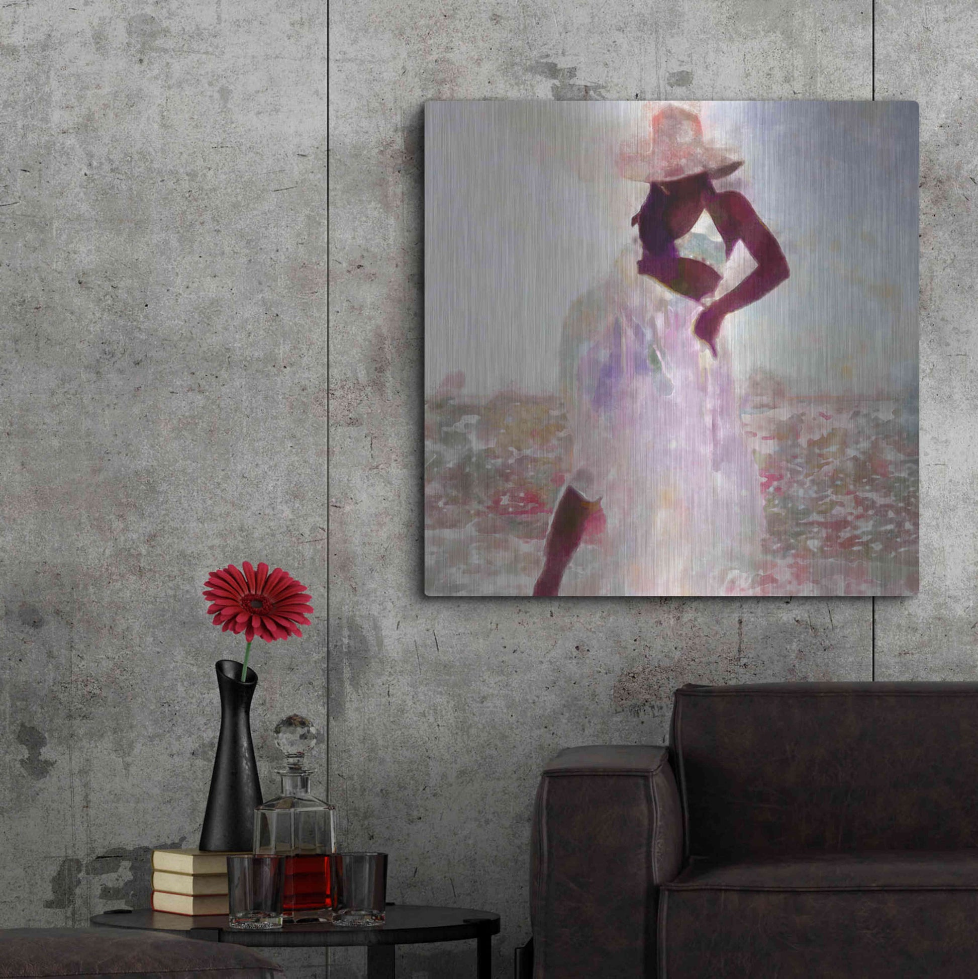 Luxe Metal Art 'Her Colorful Dance I' by Alonzo Saunders, Metal Wall Art,36x36