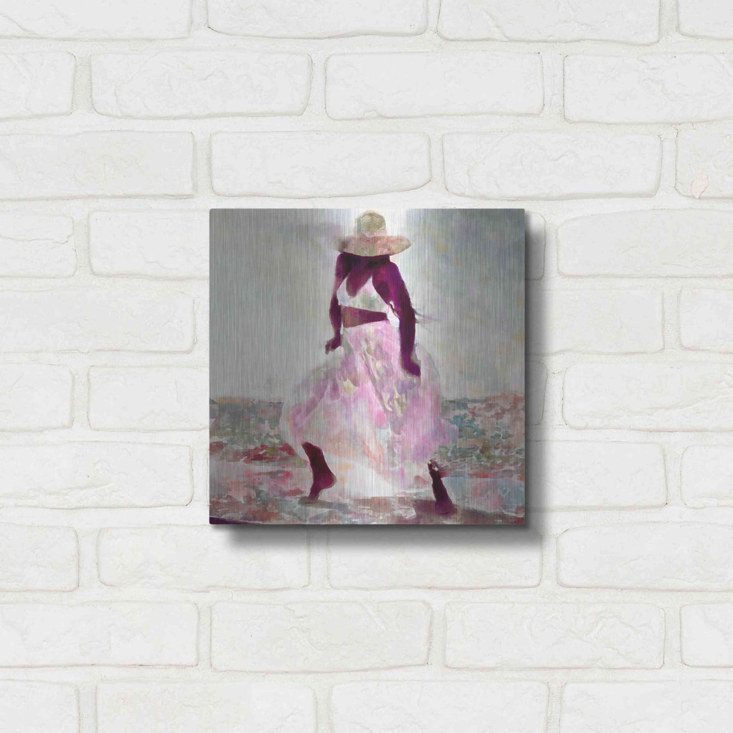 Luxe Metal Art 'Her Colorful Dance II' by Alonzo Saunders, Metal Wall Art,12x12