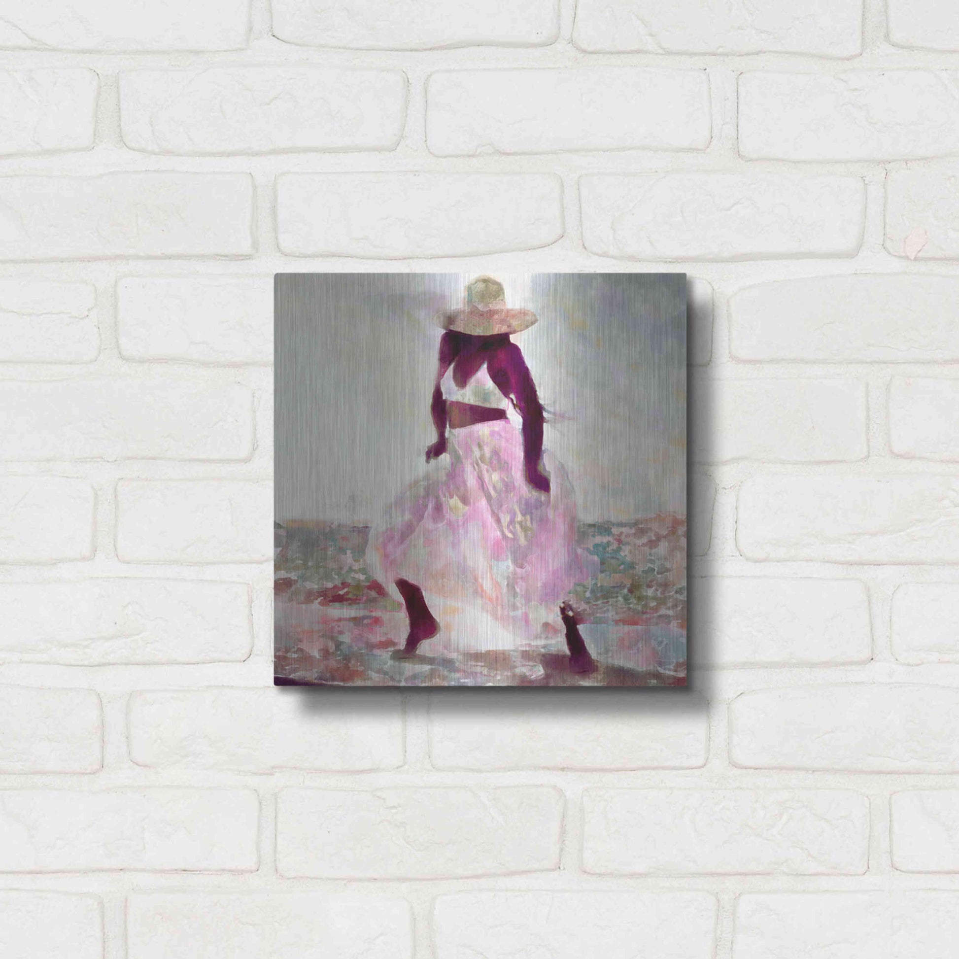 Luxe Metal Art 'Her Colorful Dance II' by Alonzo Saunders, Metal Wall Art,12x12