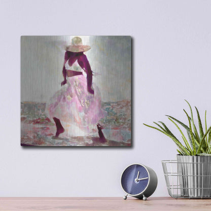 Luxe Metal Art 'Her Colorful Dance II' by Alonzo Saunders, Metal Wall Art,12x12
