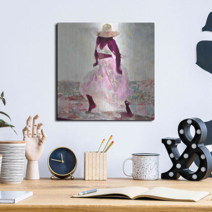 Luxe Metal Art 'Her Colorful Dance II' by Alonzo Saunders, Metal Wall Art,12x12