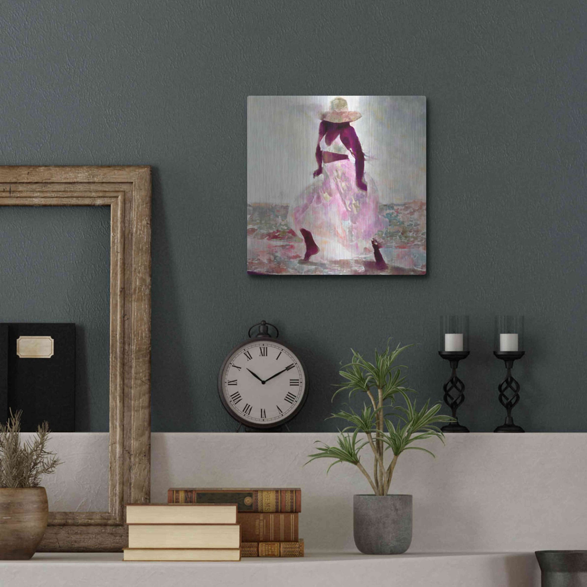 Luxe Metal Art 'Her Colorful Dance II' by Alonzo Saunders, Metal Wall Art,12x12