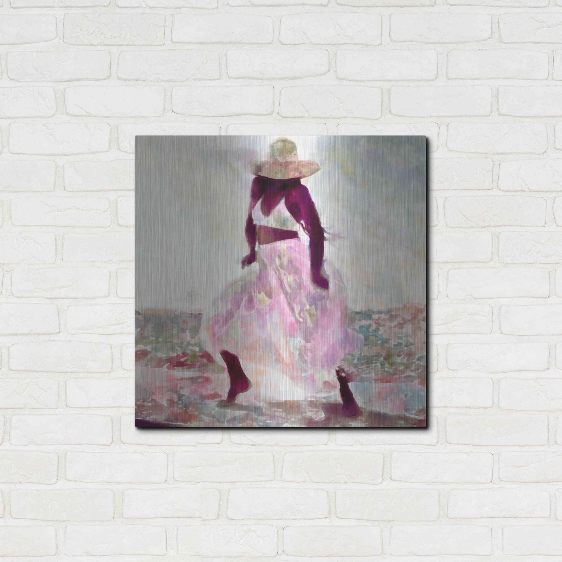 Luxe Metal Art 'Her Colorful Dance II' by Alonzo Saunders, Metal Wall Art,24x24