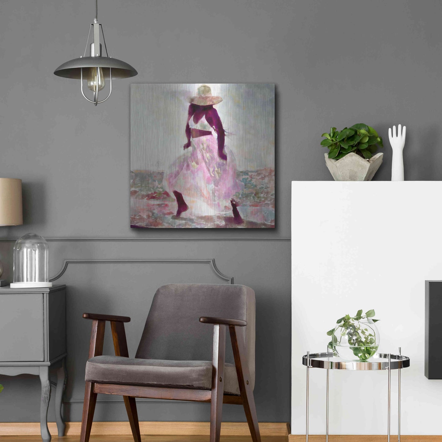 Luxe Metal Art 'Her Colorful Dance II' by Alonzo Saunders, Metal Wall Art,24x24