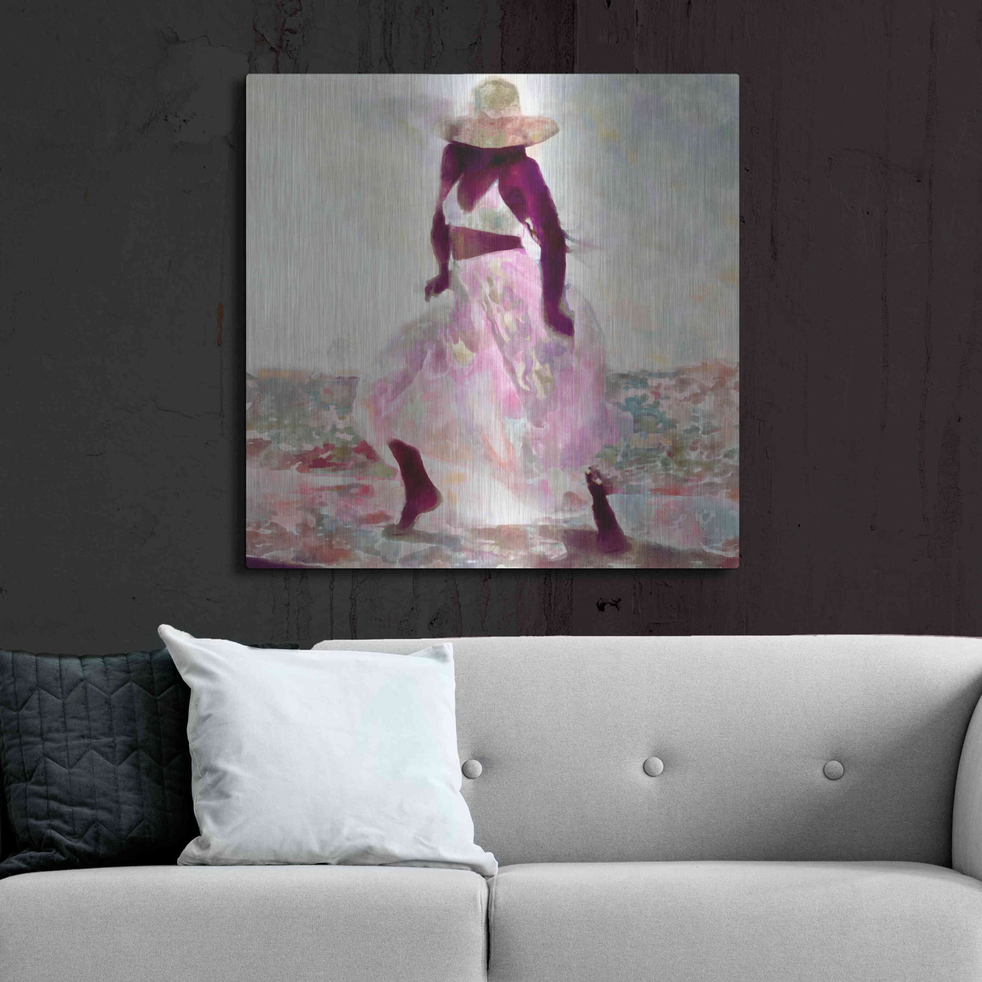Luxe Metal Art 'Her Colorful Dance II' by Alonzo Saunders, Metal Wall Art,36x36