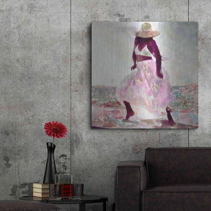 Luxe Metal Art 'Her Colorful Dance II' by Alonzo Saunders, Metal Wall Art,36x36