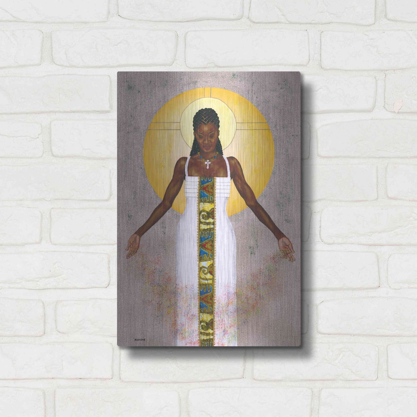 Luxe Metal Art 'Her Peace' by Alonzo Saunders, Metal Wall Art,12x16