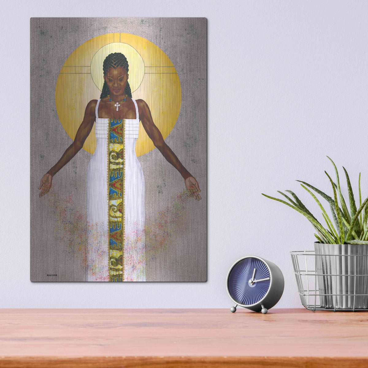 Luxe Metal Art 'Her Peace' by Alonzo Saunders, Metal Wall Art,12x16