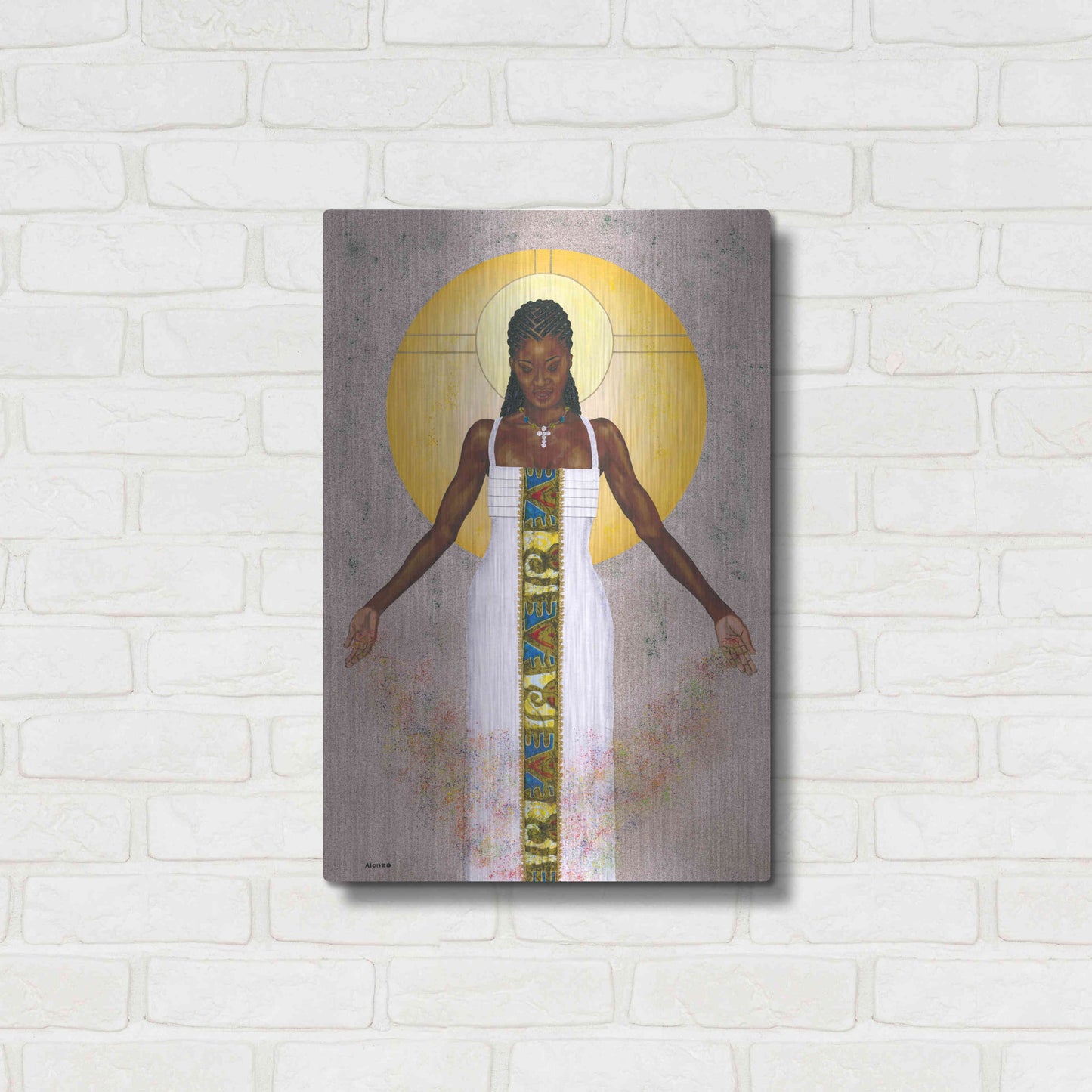 Luxe Metal Art 'Her Peace' by Alonzo Saunders, Metal Wall Art,16x24