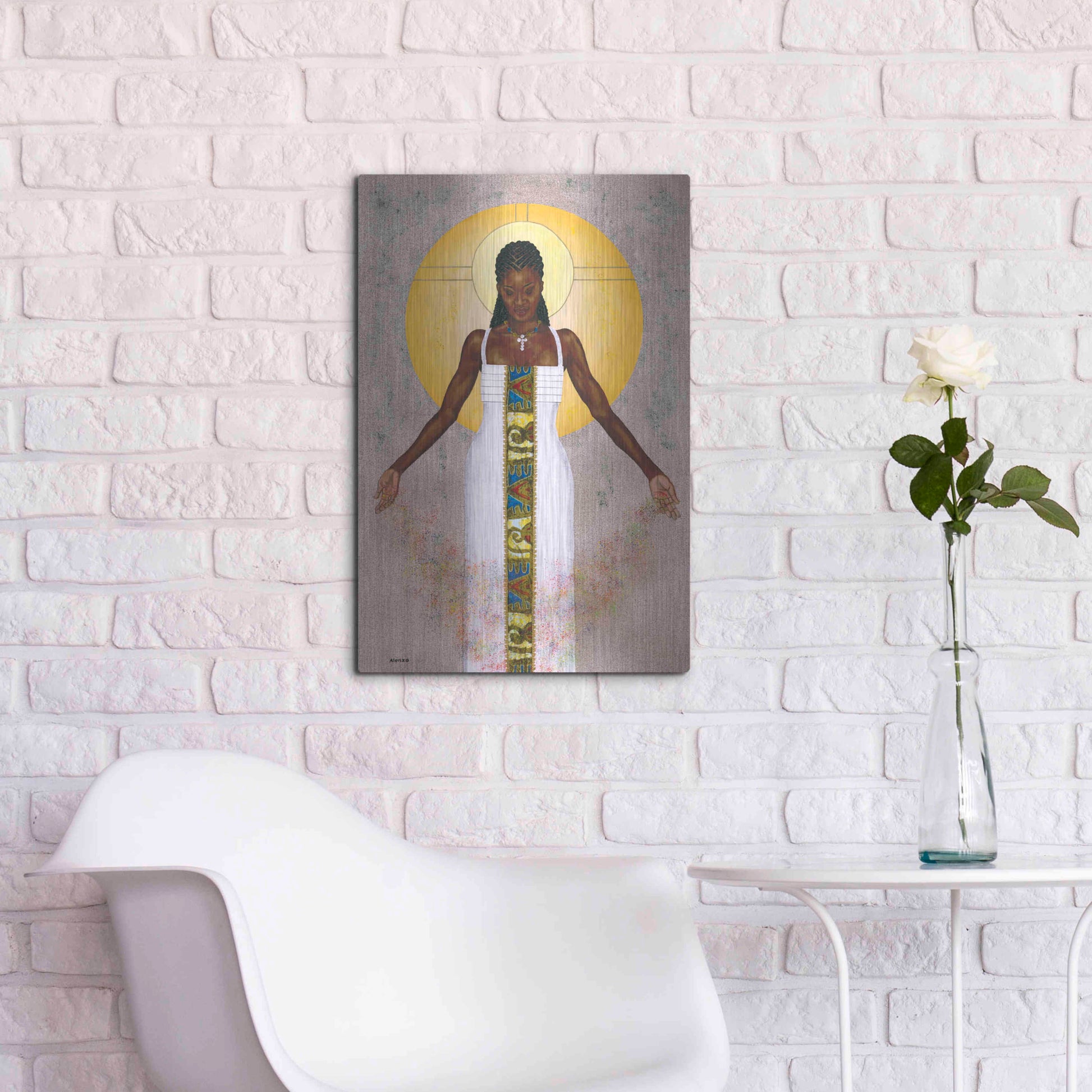 Luxe Metal Art 'Her Peace' by Alonzo Saunders, Metal Wall Art,16x24