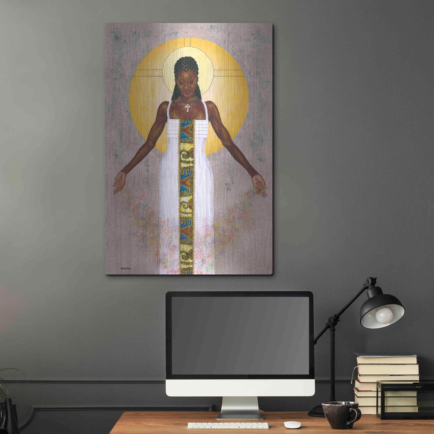 Luxe Metal Art 'Her Peace' by Alonzo Saunders, Metal Wall Art,24x36