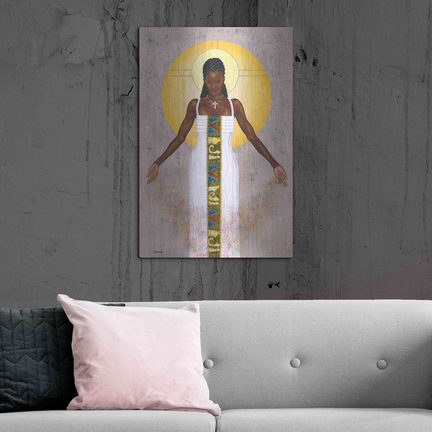 Luxe Metal Art 'Her Peace' by Alonzo Saunders, Metal Wall Art,24x36