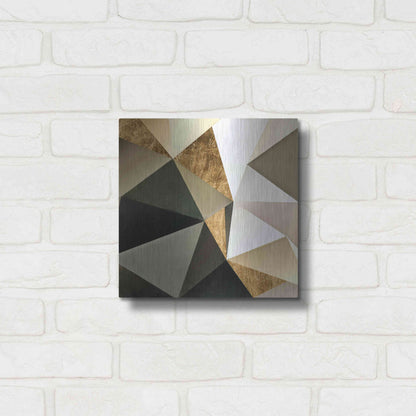 Luxe Metal Art 'Gold Polygon Wall I' by Alonzo Saunders, Metal Wall Art,12x12