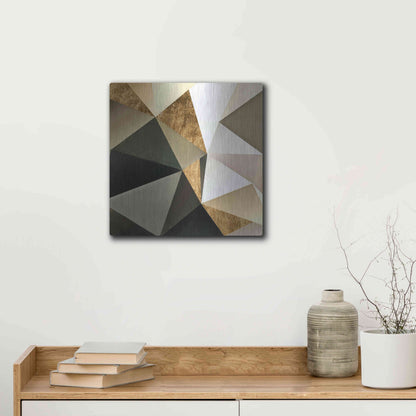 Luxe Metal Art 'Gold Polygon Wall I' by Alonzo Saunders, Metal Wall Art,12x12