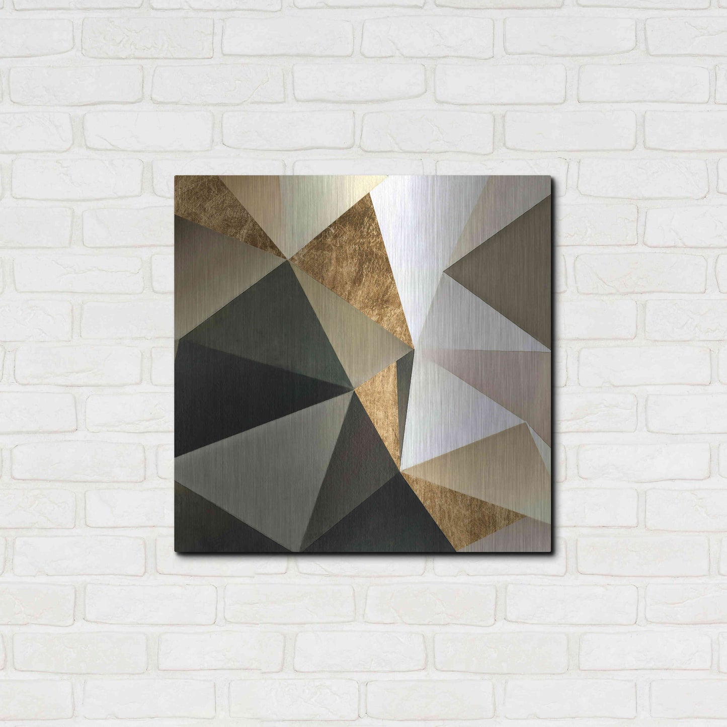 Luxe Metal Art 'Gold Polygon Wall I' by Alonzo Saunders, Metal Wall Art,24x24