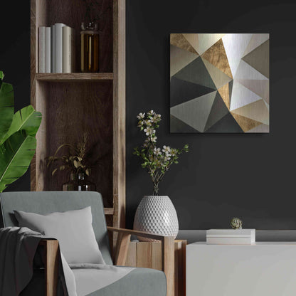 Luxe Metal Art 'Gold Polygon Wall I' by Alonzo Saunders, Metal Wall Art,24x24