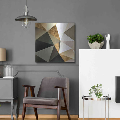 Luxe Metal Art 'Gold Polygon Wall I' by Alonzo Saunders, Metal Wall Art,24x24