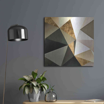 Luxe Metal Art 'Gold Polygon Wall I' by Alonzo Saunders, Metal Wall Art,24x24