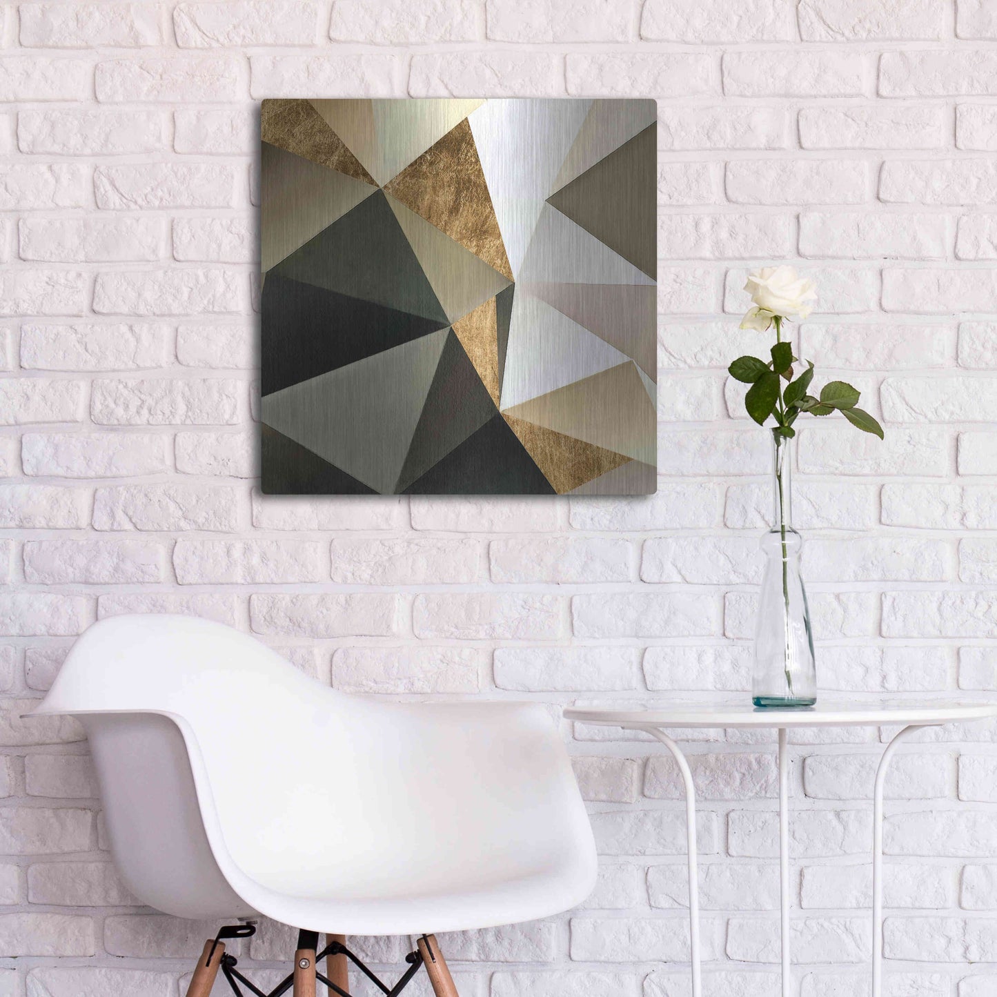 Luxe Metal Art 'Gold Polygon Wall I' by Alonzo Saunders, Metal Wall Art,24x24