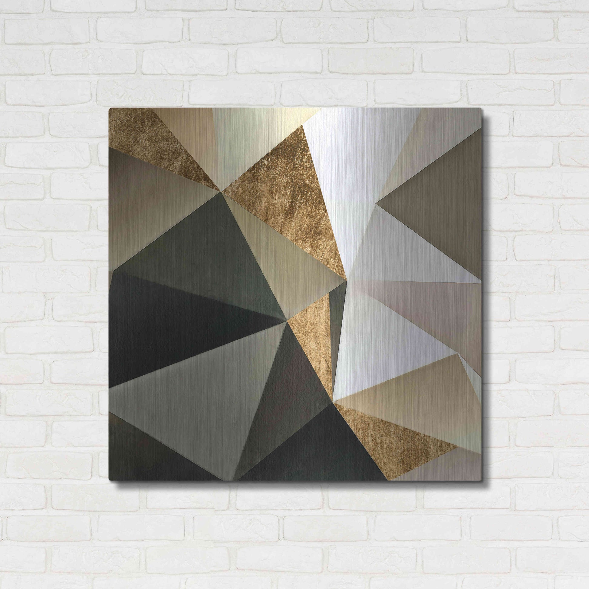 Luxe Metal Art 'Gold Polygon Wall I' by Alonzo Saunders, Metal Wall Art,36x36