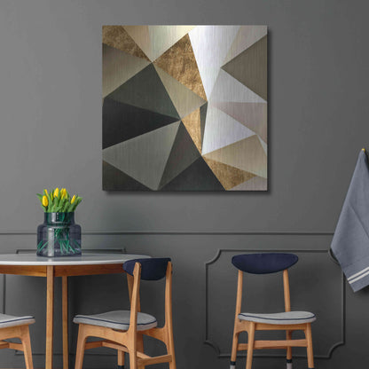 Luxe Metal Art 'Gold Polygon Wall I' by Alonzo Saunders, Metal Wall Art,36x36