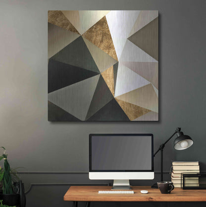 Luxe Metal Art 'Gold Polygon Wall I' by Alonzo Saunders, Metal Wall Art,36x36