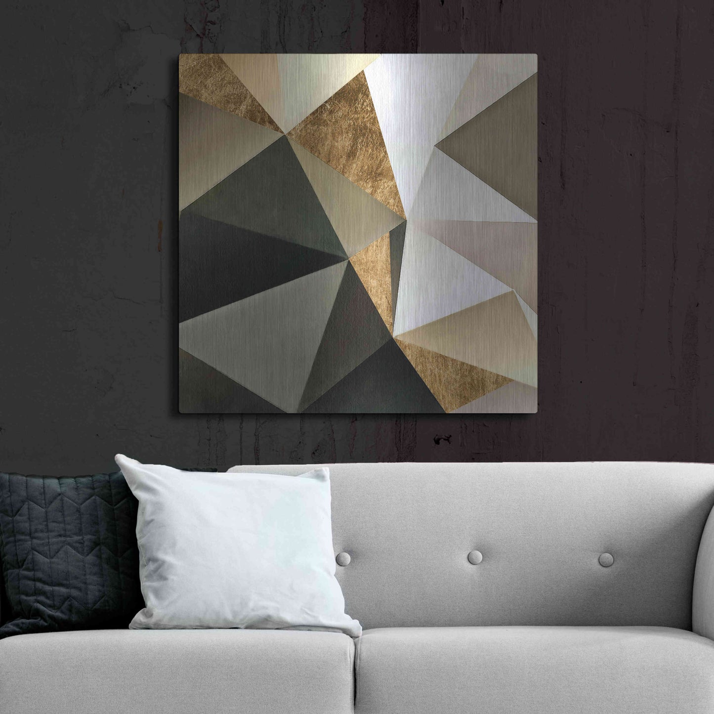 Luxe Metal Art 'Gold Polygon Wall I' by Alonzo Saunders, Metal Wall Art,36x36