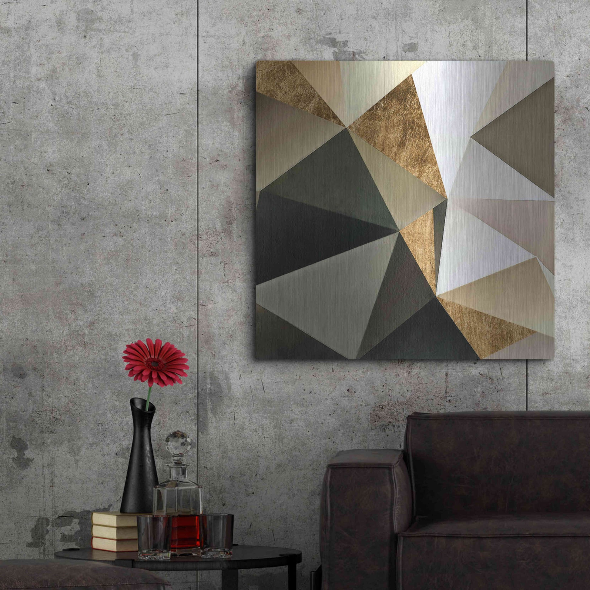 Luxe Metal Art 'Gold Polygon Wall I' by Alonzo Saunders, Metal Wall Art,36x36