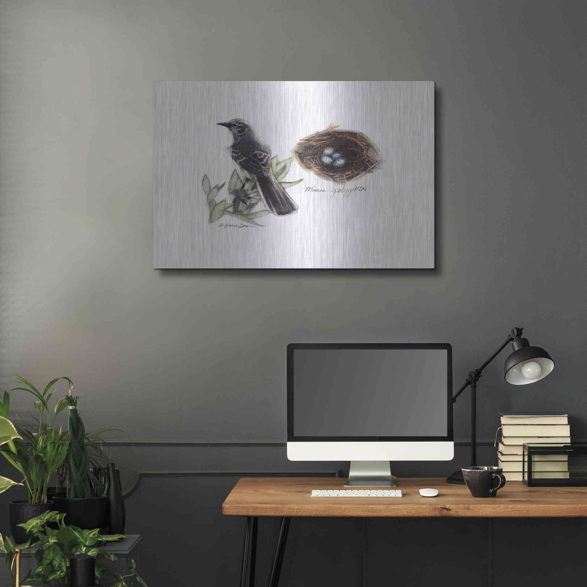 Luxe Metal Art 'Bird & Nest Study I' by Bruce Dean, Metal Wall Art,36x24