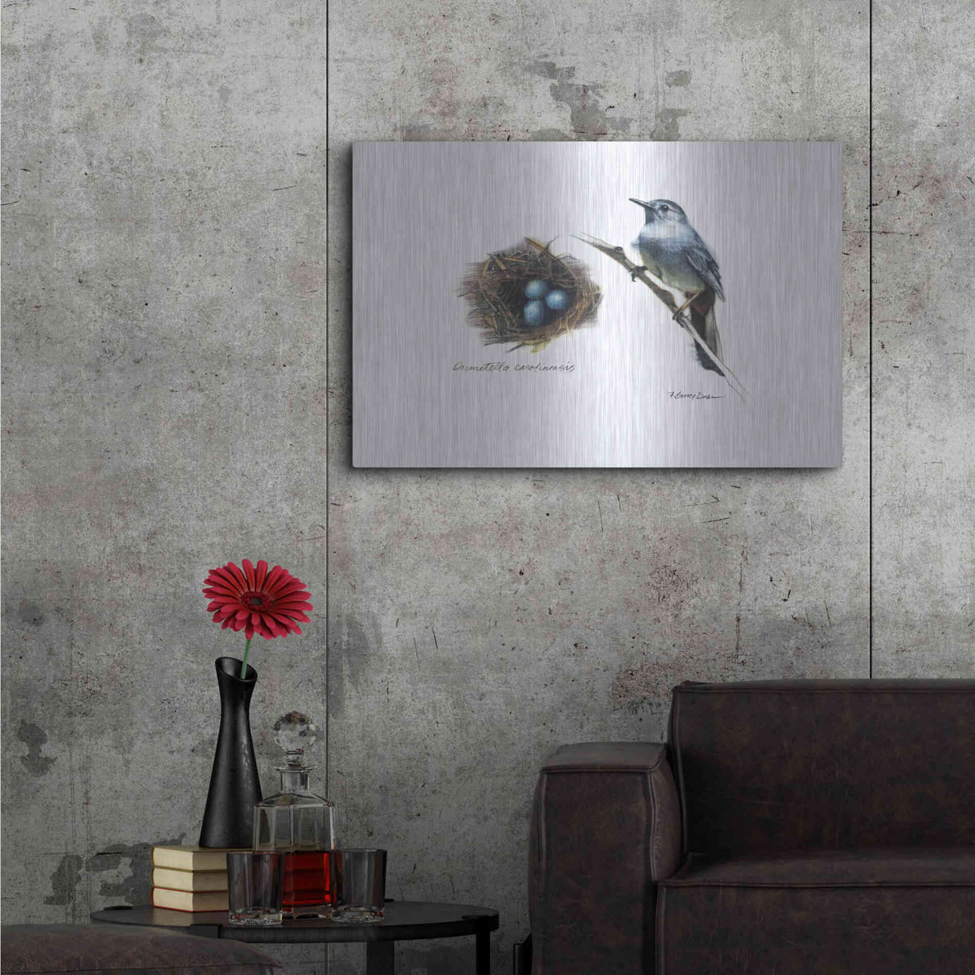 Luxe Metal Art 'Bird & Nest Study II' by Bruce Dean, Metal Wall Art,36x24