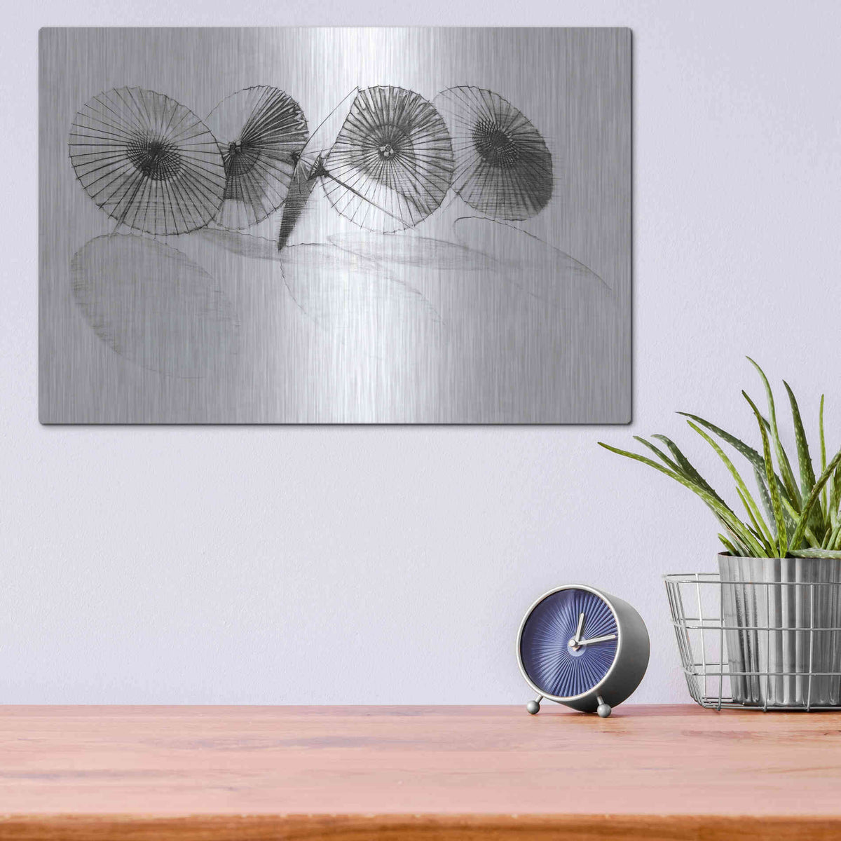 Luxe Metal Art 'Parisols II' by Bruce Dean, Metal Wall Art,16x12
