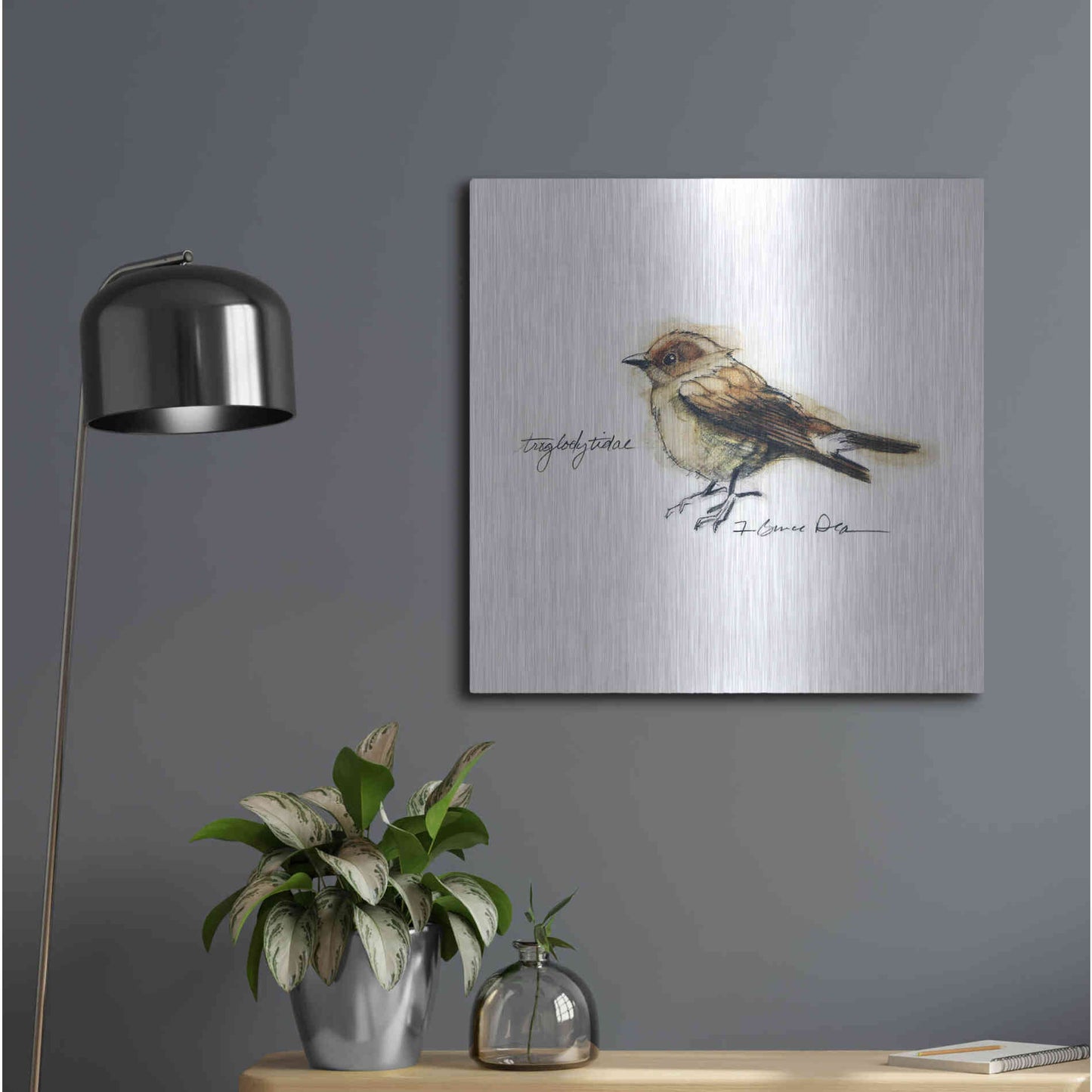 Luxe Metal Art 'Songbird Study I' by Bruce Dean, Metal Wall Art,24x24