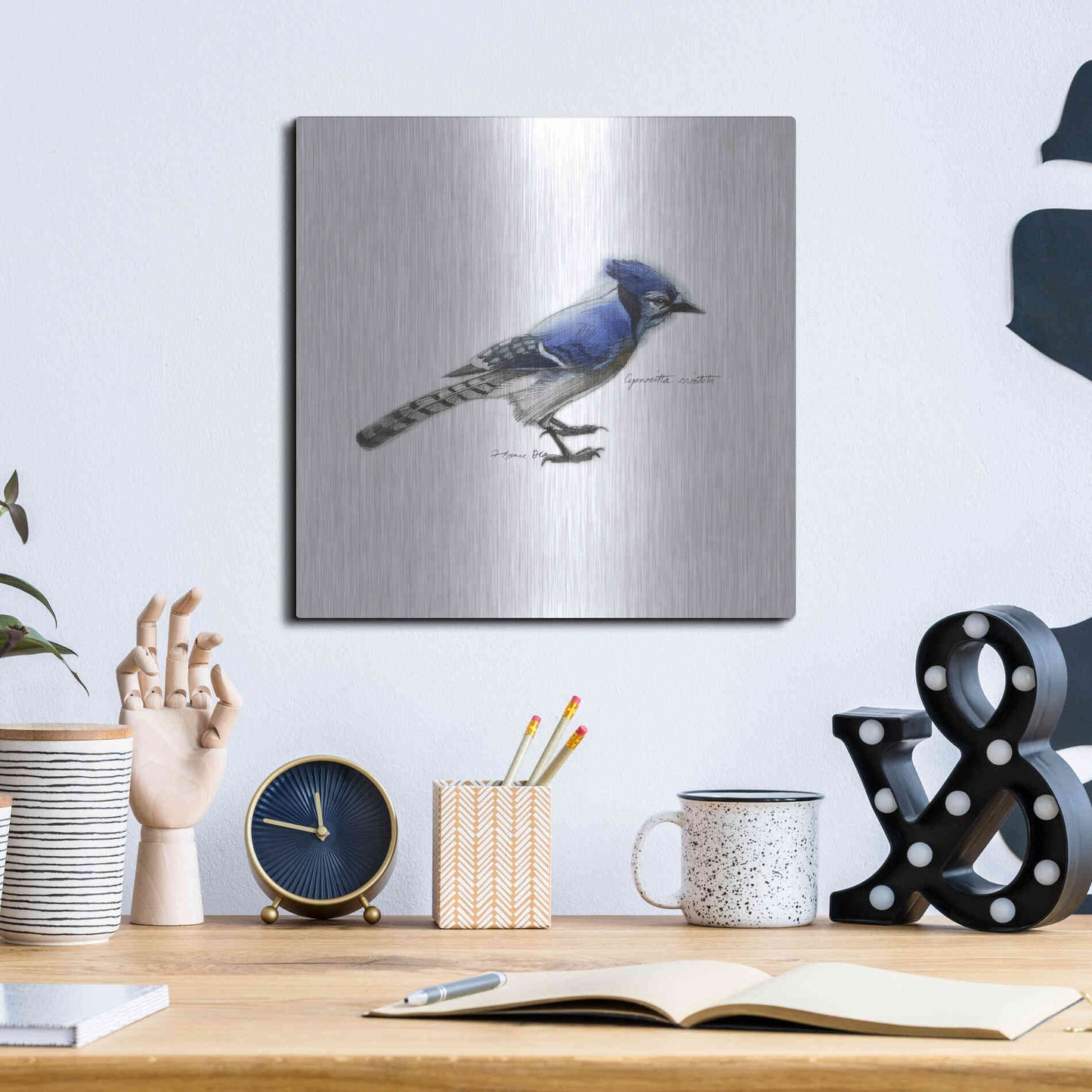 Luxe Metal Art 'Songbird Study III' by Bruce Dean, Metal Wall Art,12x12