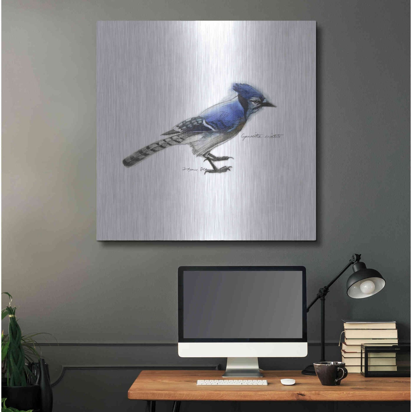 Luxe Metal Art 'Songbird Study III' by Bruce Dean, Metal Wall Art,36x36