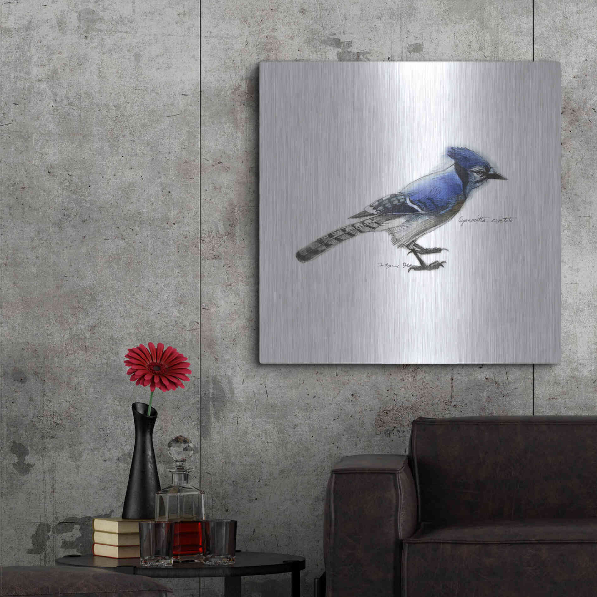 Luxe Metal Art 'Songbird Study III' by Bruce Dean, Metal Wall Art,36x36