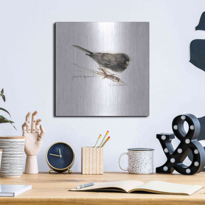 Luxe Metal Art 'Songbird Study V' by Bruce Dean, Metal Wall Art,12x12