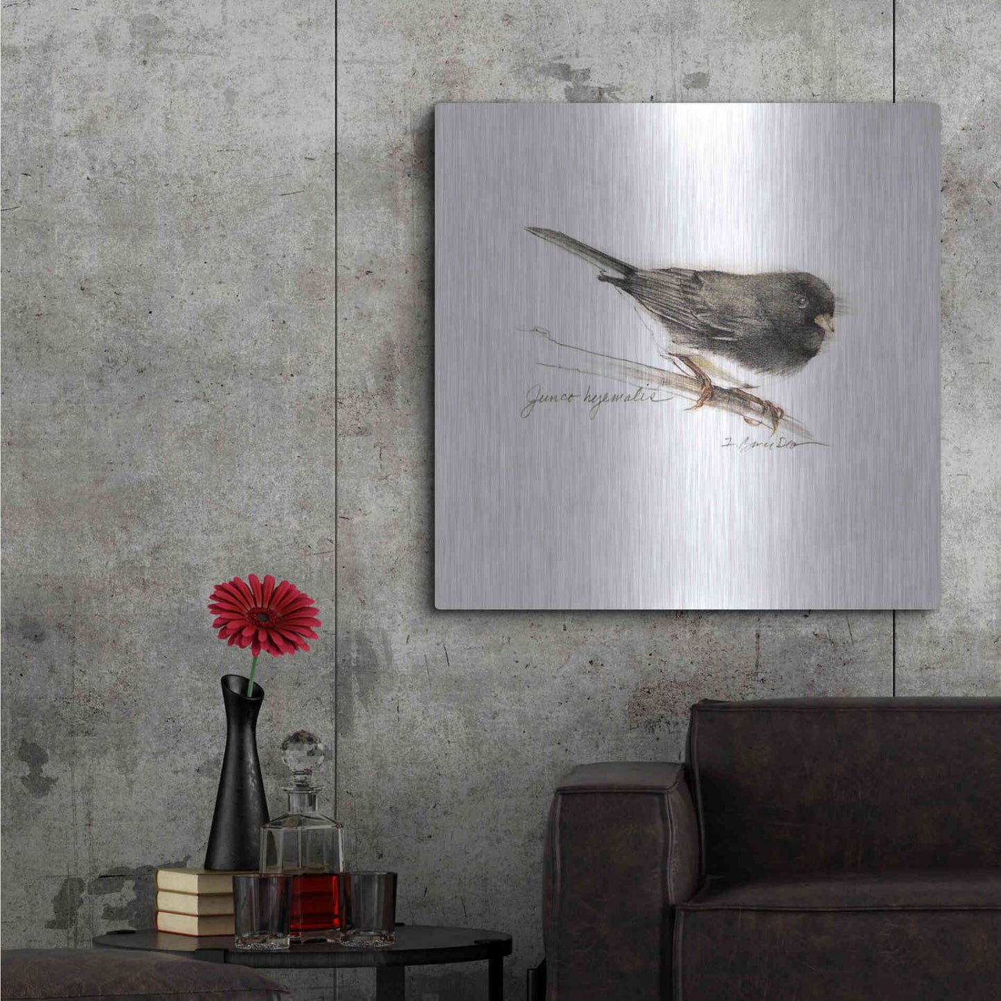 Luxe Metal Art 'Songbird Study V' by Bruce Dean, Metal Wall Art,36x36