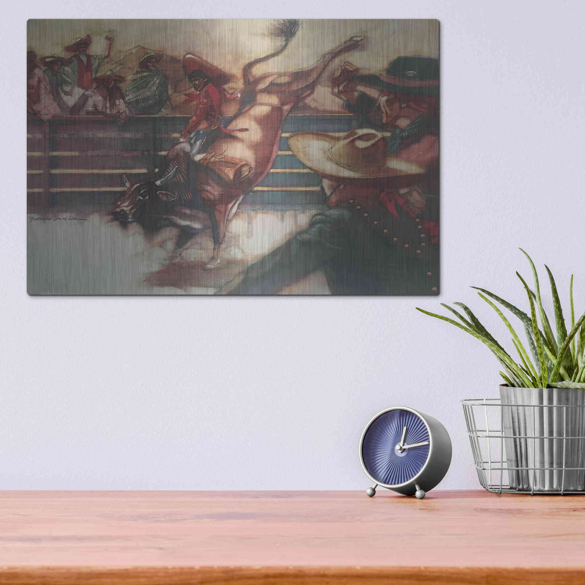 Luxe Metal Art 'The Rodeo' by Bruce Dean, Metal Wall Art,16x12