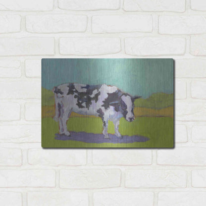 Luxe Metal Art 'Pasture Cow I' by Carol Young, Metal Wall Art,16x12