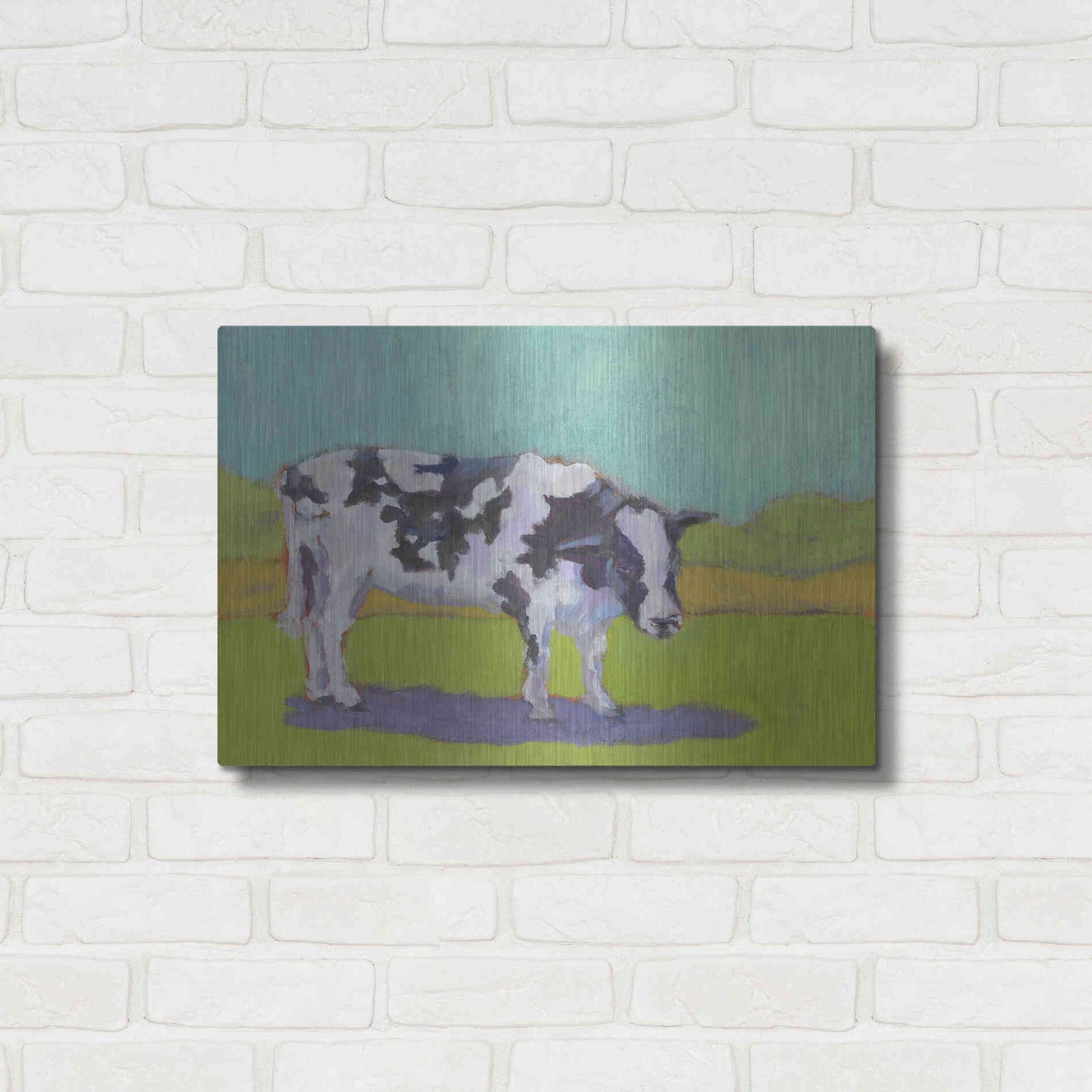 Luxe Metal Art 'Pasture Cow I' by Carol Young, Metal Wall Art,24x16