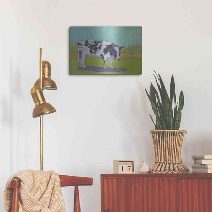 Luxe Metal Art 'Pasture Cow I' by Carol Young, Metal Wall Art,24x16