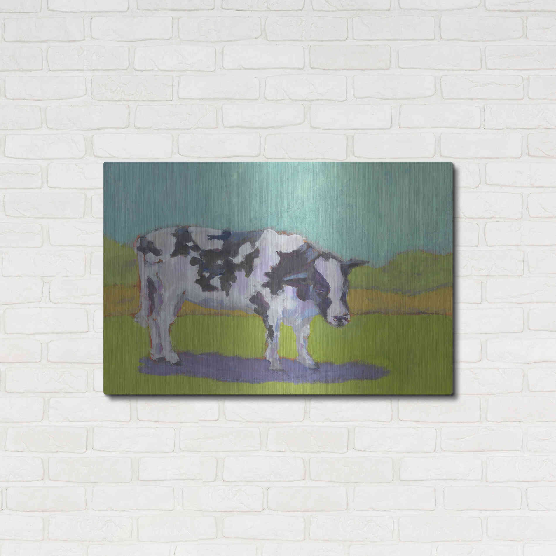 Luxe Metal Art 'Pasture Cow I' by Carol Young, Metal Wall Art,36x24