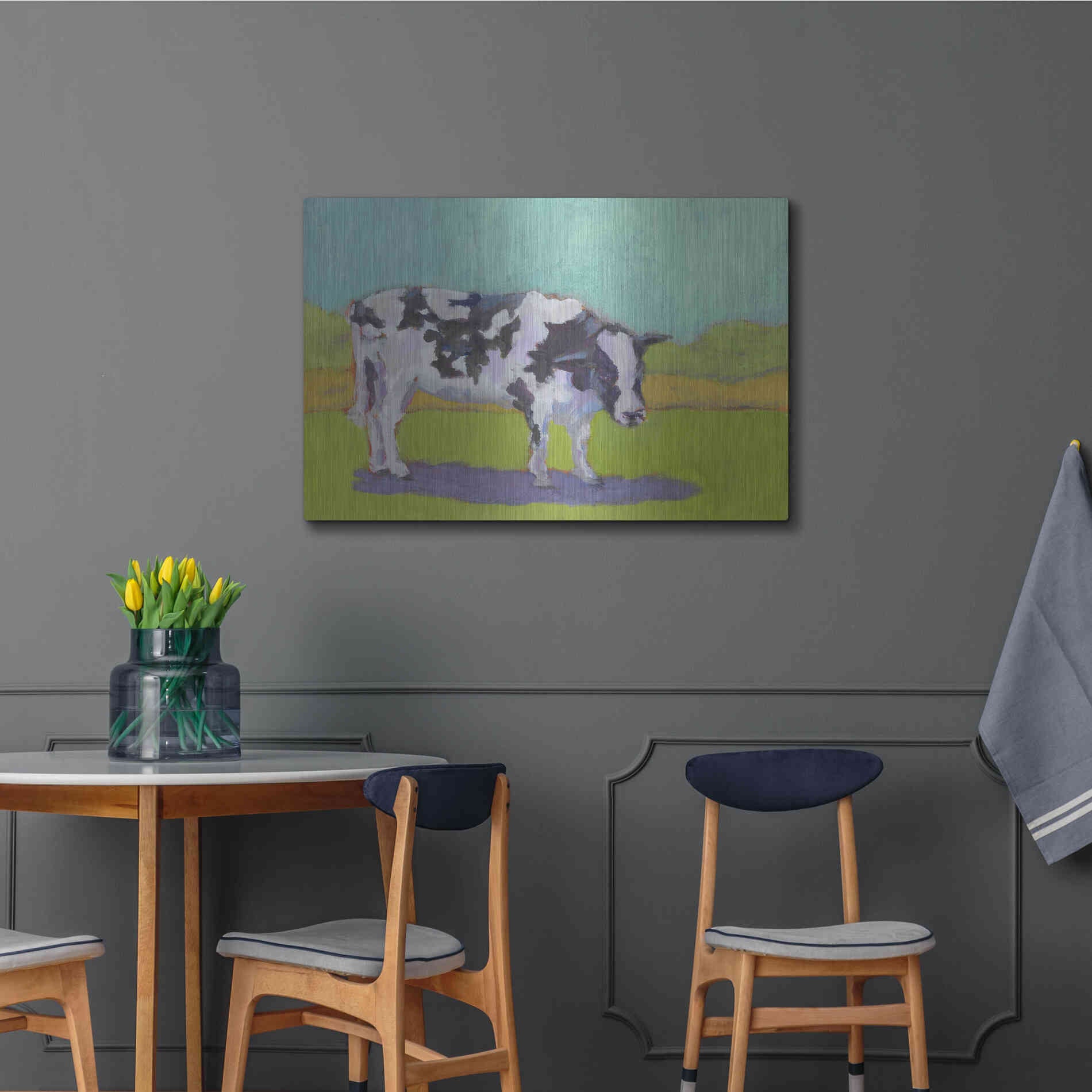 Luxe Metal Art 'Pasture Cow I' by Carol Young, Metal Wall Art,36x24
