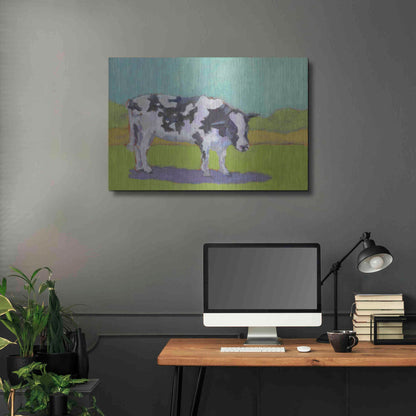 Luxe Metal Art 'Pasture Cow I' by Carol Young, Metal Wall Art,36x24