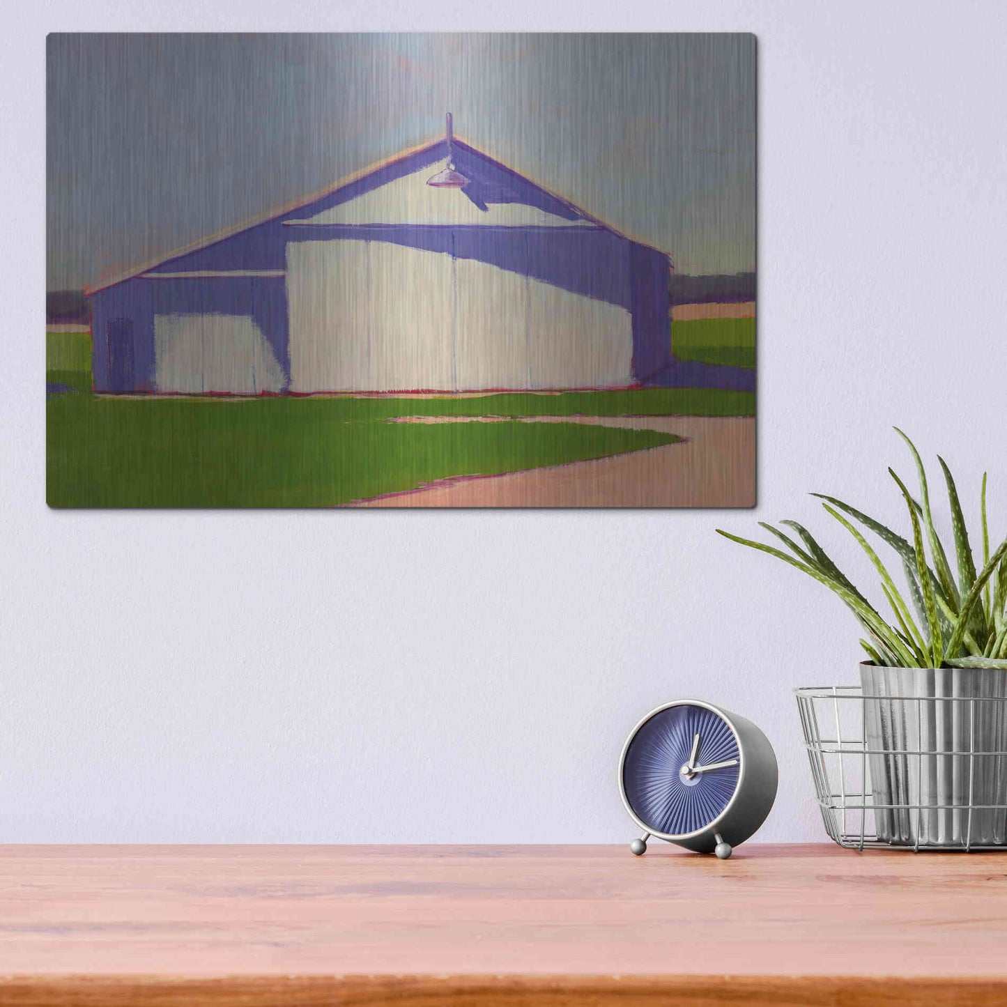 Luxe Metal Art 'Bucolic Structure VIII' by Carol Young, Metal Wall Art,16x12