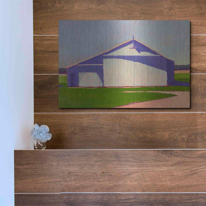 Luxe Metal Art 'Bucolic Structure VIII' by Carol Young, Metal Wall Art,16x12