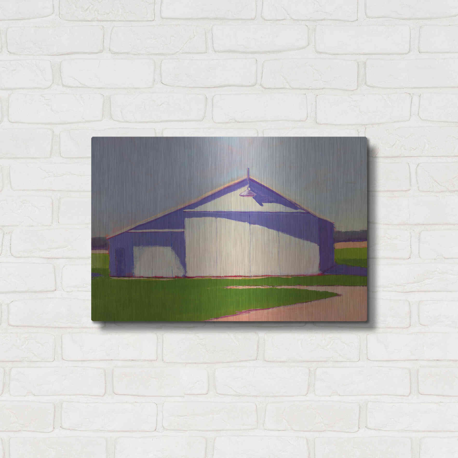 Luxe Metal Art 'Bucolic Structure VIII' by Carol Young, Metal Wall Art,24x16