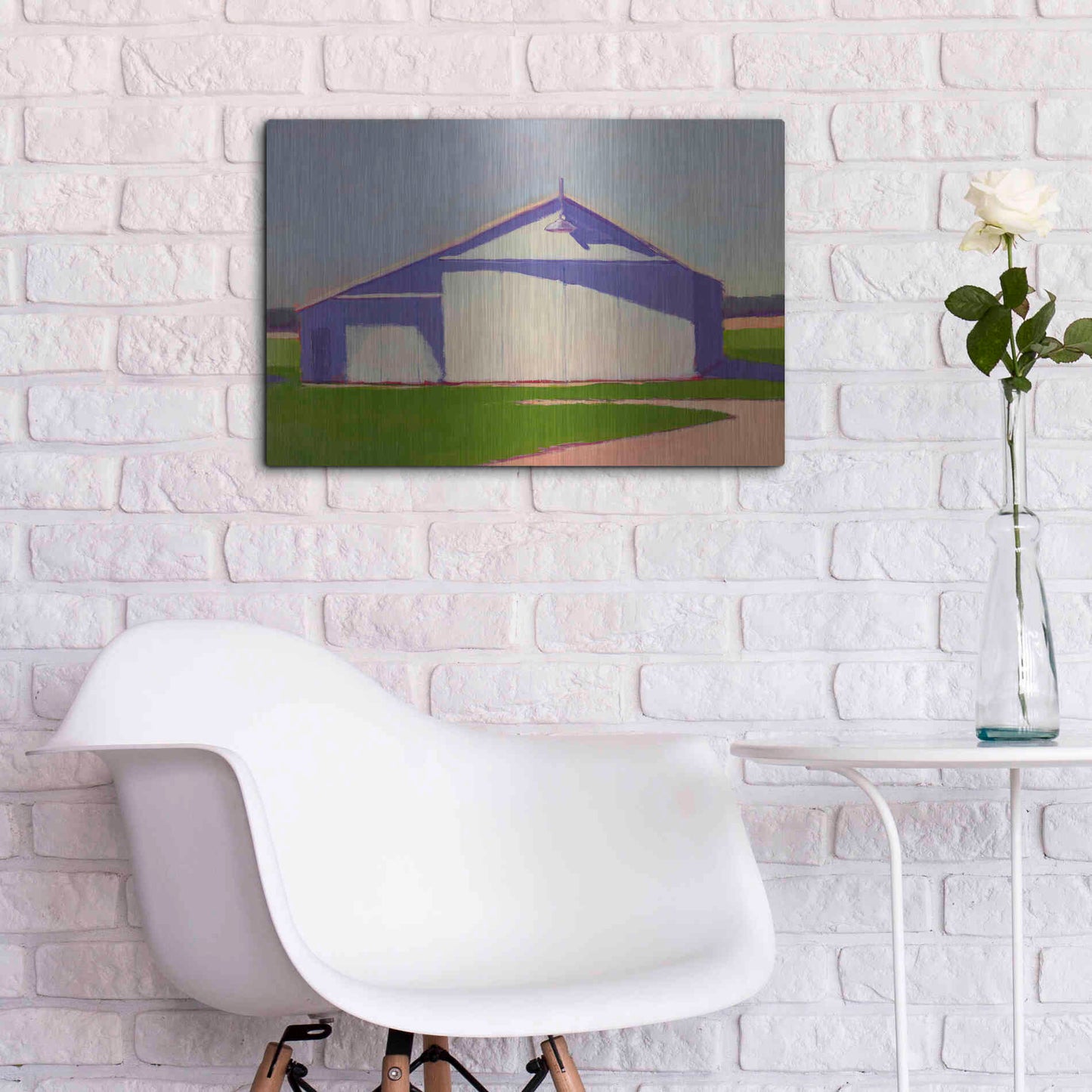 Luxe Metal Art 'Bucolic Structure VIII' by Carol Young, Metal Wall Art,24x16