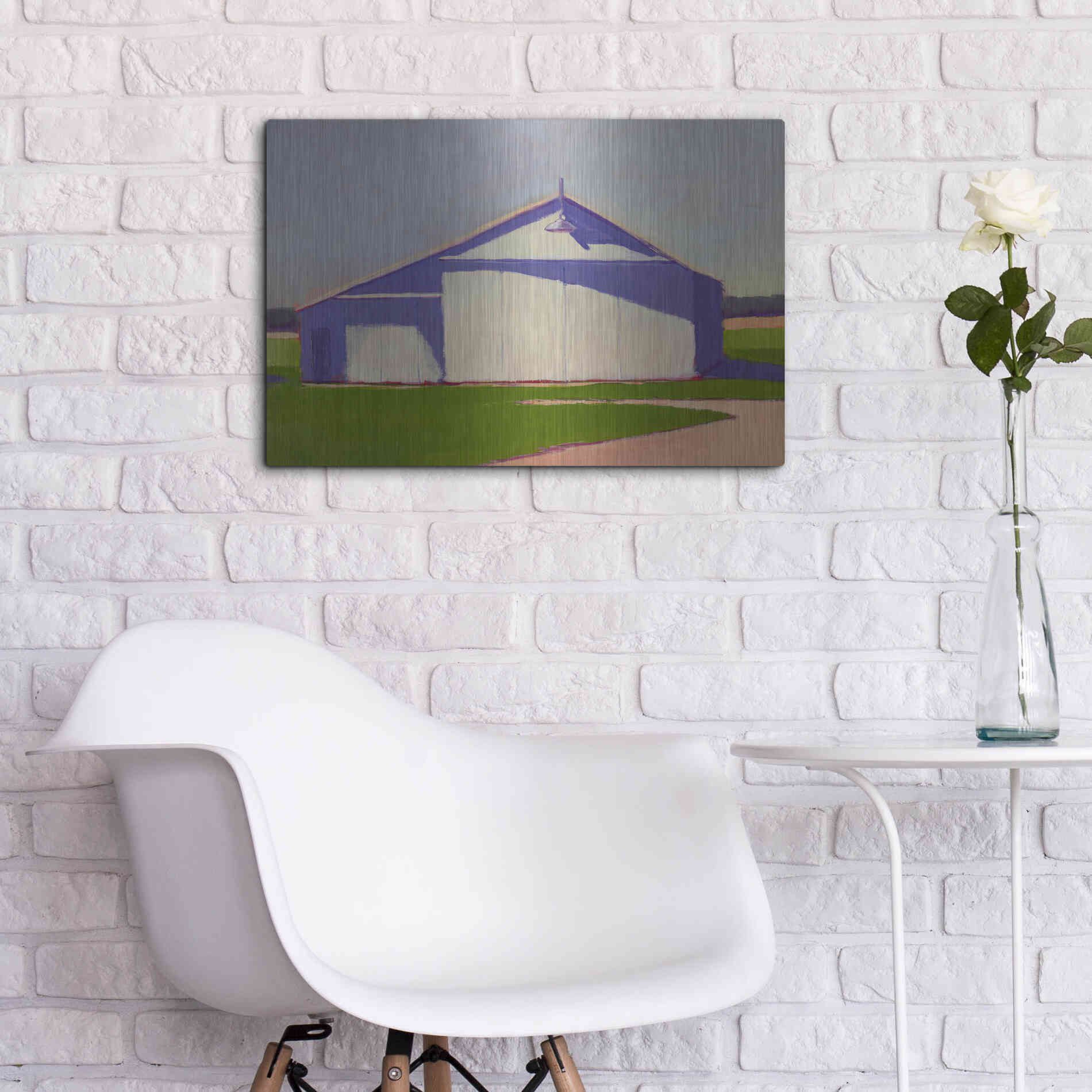 Luxe Metal Art 'Bucolic Structure VIII' by Carol Young, Metal Wall Art,24x16